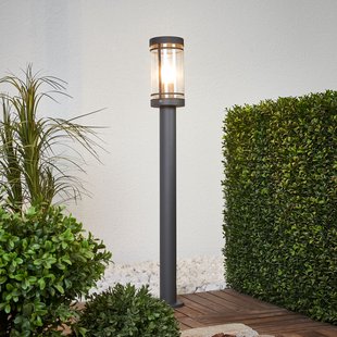 Lindby tuinpadverlichting Djori, 80 cm, antraciet, roestvrij staal, E27