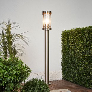 Lindby tuinpadverlichting Djori, 80 cm, aluminiumkleurig, roestvrij staal, E27