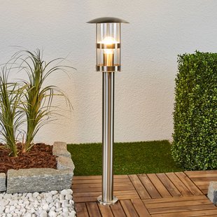 Lindby tuinpadverlichting Noemi, grijs, roestvrij staal, 80 cm, IP44