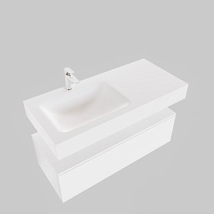 Badkamermeubel BWS Ibiza 100 cm Solid Surface Wastafel Mat Wit (zes varianten)