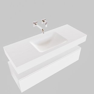 Badkamermeubel BWS Ibiza 120 cm Solid Surface Wastafel Mat Wit (acht varianten)