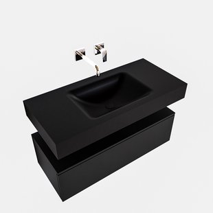 Badkamermeubel BWS Ibiza 100 cm Solid Surface Wastafel Mat Zwart (zes varianten)