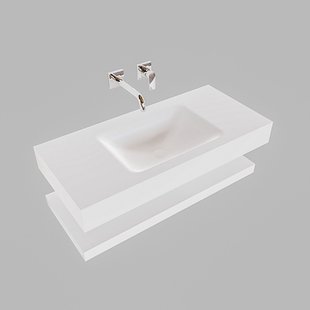 Badkamermeubel BWS Ibiza 100 cm met Planchet Solid Surface Mat Wit (zes varianten)