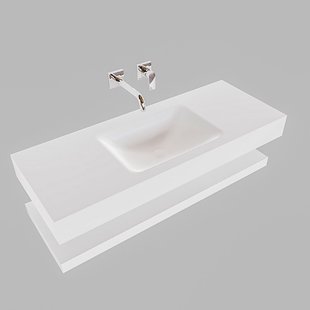 Badkamermeubel BWS Ibiza 120 cm met Planchet Solid Surface Mat Wit (acht varianten)