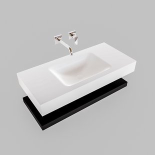 Badkamermeubel BWS Ibiza 100 cm met Mat Zwart Planchet Solid Surface Wastafel Mat Wit (zes varianten)