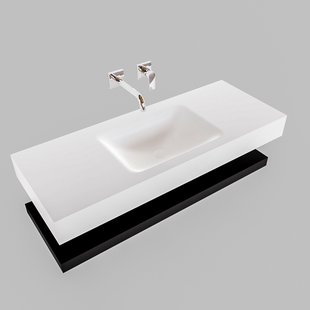 Badkamermeubel BWS Ibiza 120 cm met Mat Zwart Planchet Solid Surface Wastafel Mat Wit (acht varianten)
