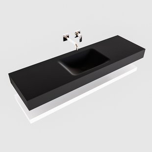 Badkamermeubel BWS Ibiza 150 cm met Mat Wit Planchet Solid Surface Wastafel Mat Zwart (acht varianten)