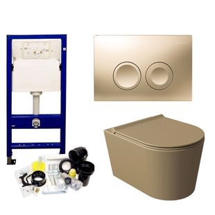 Geberit UP100 Toiletset Compleet | Inbouwreservoir | Salenzi Civita Mat Taupe met drukplaat