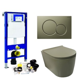 Geberit UP320 Toiletset Wandcloset Salenzi Civita Mat Legergroen met Sigma 01 Drukplaat