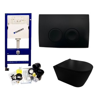 Geberit UP100 Toiletset Compleet | Inbouwreservoir | Rimless Civita Mat Zwart met drukplaat