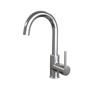 Wastafelmengkraan Brauer Chrome Edition Coldstart Opbouw Hoog Gebogen Ronde Hendel Chroom