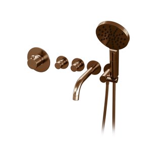 Inbouwthermostaatset Brauer Copper Incl Baduitloop en 3 Standen Handdouche Koper
