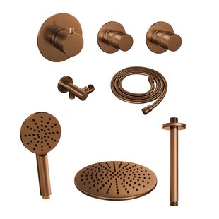 Thermostatisch Inbouwdoucheset Brauer Copper 30cm Hoofddouche Plafondarm 3 Standen Handdouche Koper Thermostatisch Inbouwdoucheset Brauer Copper 30cm Hoofddouche Plafondarm 3 Standen Handdouche Koper