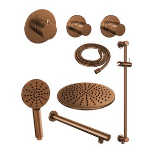 Thermostatisch Inbouwdoucheset Brauer Copper 30cm Hoofddouche Wandarm 3 Standen Handdouche op Glijstang Koper