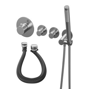 Inbouwthermostaatset Brauer Brushed Incl Staafhanddouche En Badafvoer Geborsteld RVS