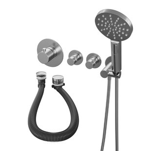 Inbouwthermostaatset Brauer Brushed Incl 3 Standen Handdouche En Badafvoer Geborsteld RVS