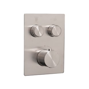 OUTLET Afbouwdeel BWS Douchekraan Thermostatisch 2-Wegs Geborsteld Staal