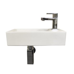 Fontein BWS Rinka 36,5x18x9 cm Kraangat Rechts Mat Wit