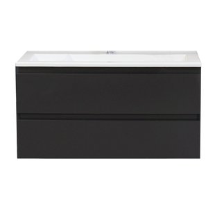 Badkamermeubel BWS Pepper Acryl Wastafel Met Kraangat 100x55x46 cm Antraciet