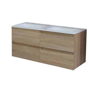 Badkamermeubel BWS Pepper Acryl Wastafel Zonder Kraangat 120x55x46 cm Eiken