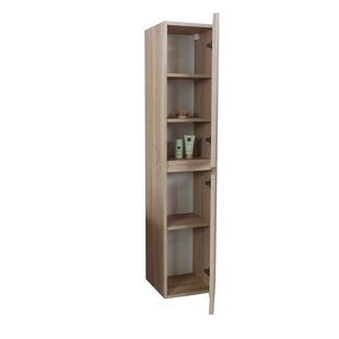 Badmeubelkast BWS Pepper Hoge Kast Greeploos 2 Deuren 145x30x30 cm Eiken