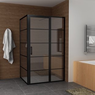 BWS Nisdeur INDUS met Vast Paneel 119x200 cm 8 mm NANO Glas Omkeerbaar Mat Zwart