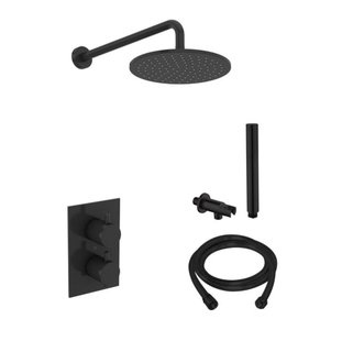 BWS Inbouw Regendouche | 30cm Stortdouche met muuruitloop met handdouche | Mat Zwart