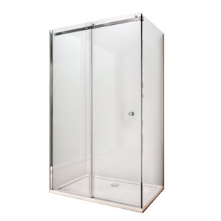 Douchecabine Lacus Pantella Round met Schuifdeur en Vaste Zijwand Helder Glas Anti-Kalk Chroom (alle maten)