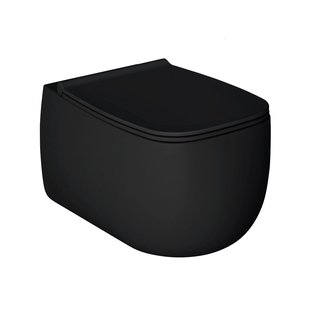 Wandcloset Salenzi Nur 55x35.5x37.5 cm Keramiek Rimless Mat Zwart (excl. zitting)