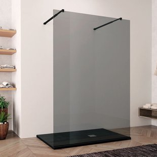 Lacus Douchewand Filicudi Rookglas | Vrijstaand | Mat Zwart | Inloopdouche (Alle maten)