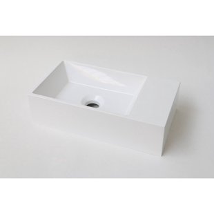 INK Fontein Contra Polystone Rechthoek Zonder Kraangat Rechts Glans Wit 40x22x10 cm