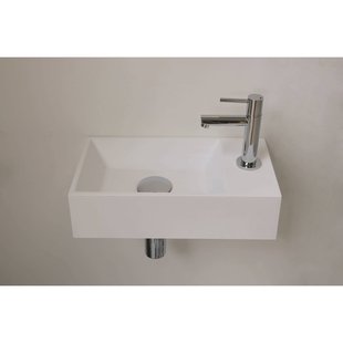 INK Fontein Contra Polystone Rechthoek Inclusief Kraangat Rechts Mat Wit 40x22x10 cm