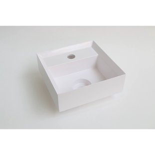INK Fontein Vice Polystone Met Kraangat Incl Verzonken Open Plug 27x27x9 cm Glans Wit