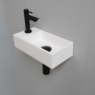 Fonteinset INK Versus 36x18x9 cm Polystone Mat Wit Met Kraangat Links Mat Zwart