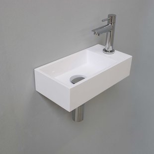 Fonteinset INK Versus 36x18x9 cm Polystone Glans Wit Met Kraangat Rechts Chroom