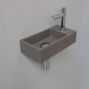 Fonteinset INK Versus 36x18x9 cm Quartz Beton Met Kraangat Rechts Chroom