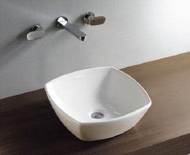 Opzetwaskom Wiesbaden Plaza Keramiek 42x42cm Wit (zonder overloop)