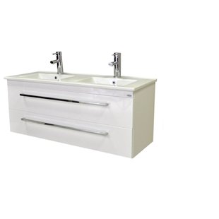 Badkamermeubelset Sanicare Q1 2 Soft Close Lades Grey Wood 121x46 cm