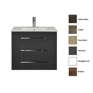 Badkamermeubelset Sanicare Q6 Drie Laden Chromen Greep 80 cm Belluno Eiken