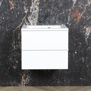 ACTIE BWS Badmeubel | Paris | Wit 60 cm | Hoogglans Wit Wastafel | 1 Kraangat