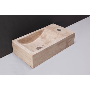 Fontein Forzalaqua Venetia Travertin Gezoet Zonder Kraangat Rechts 40x22x10 cm