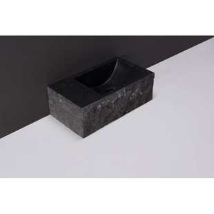 Fontein Forzalaqua Venetia XS Graniet Gezoet Gekapt Zonder Kraangat Links 29x16x10 cm Fontein Forzalaqua Venetia XS Graniet Gezoet Gekapt Zonder Kraangat Links 29x16x10 cm