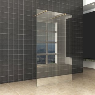 BWS Vrijstaande Inloopdouche Pro Line Helder Glas met Twee Stabilisatiestangen Messing Goud (13 varianten)