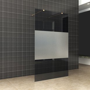 BWS Vrijstaande Inloopdouche Pro Line Rookglas met Middenband met Twee Stabilisatiestangen Messing Goud (4 varianten)