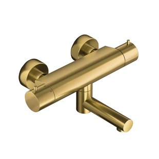 Badthermostaat Hotbath Cobber Opbouw Wegdraaibare Omstel 2-knop Chroom Geborsteld Messing Living Colours