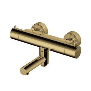 Badthermostaat Hotbath Cobber Opbouw Wegdraaibare Omstel 2-knop Gepolijst Messing Living Colours