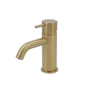 Wastafelmengkraan Hotbath Cobber 1-hendel Gebogen 14.3 cm Geborsteld Messing PVD