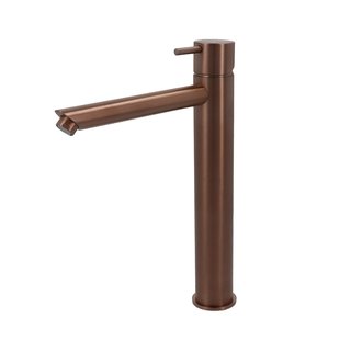 Wastafelmengkraan Hotbath Cobber 1-hendel Recht 28.6 cm Geborsteld Koper PVD