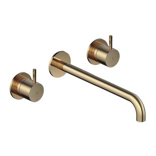 Wastafelmengkraan Hotbath Cobber Inbouw 2-hendel Gebogen 25 cm Gepolijst Messing PVD