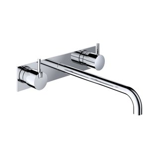 Wastafelmengkraan Hotbath Cobber Inbouw 2-hendel Met Achterplaat Gebogen 25 cm Chroom